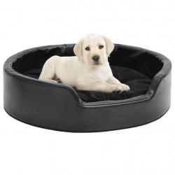 Lit pour chiens Noir 69x59x19 cm Peluche et similicuir alsavelo