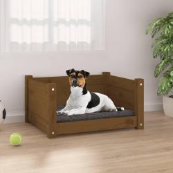 Lit pour chien Marron miel 55,5x45,5x28 cm Bois massif de pin alsavelo