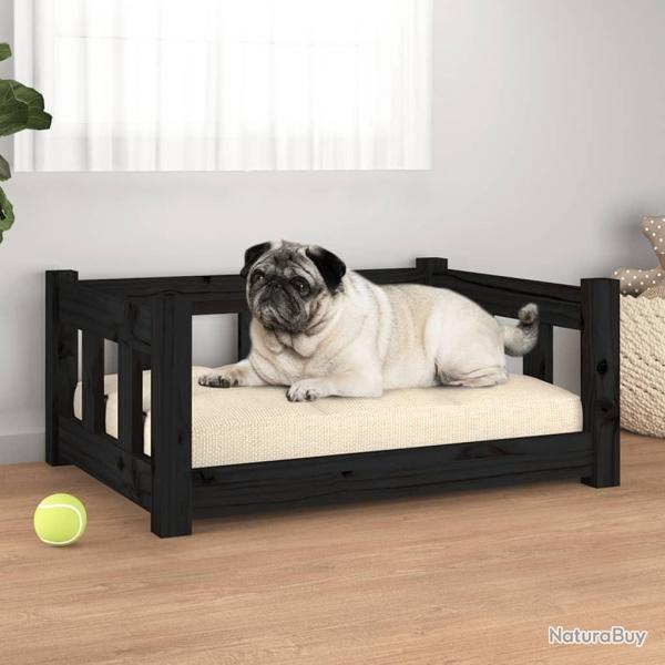 Lit pour chien Noir 65,5x50,5x28 cm Bois de pin solide alsavelo