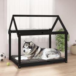 Lit pour chien Noir 111x80x100 cm Bois de pin solide alsavelo