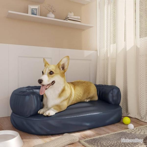 Lit pour chien ergonomique Mousse Bleu fonc 60x42cm Similicuir alsavelo