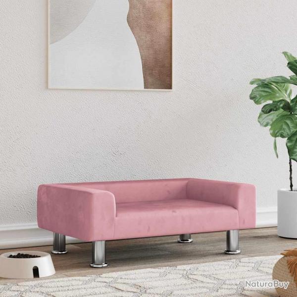 Lit pour chien rose 70x45x26,5 cm velours alsavelo
