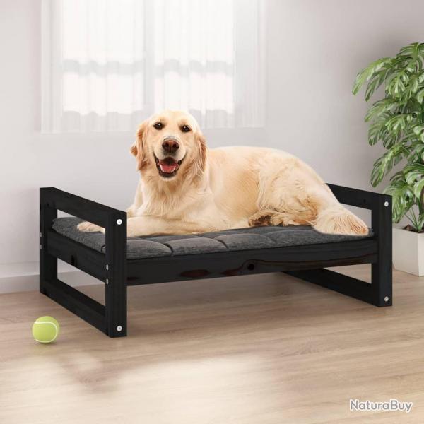 Lit pour chien Noir 75,5x55,5x28 cm Bois de pin solide alsavelo