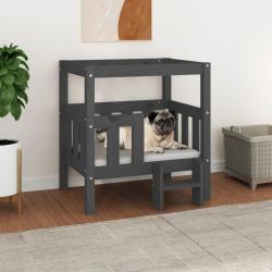 Lit pour chien Gris 65,5x43x70 cm Bois de pin solide alsavelo