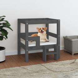 Lit pour chien Gris 55,5x53,5x60 cm Bois de pin solide alsavelo