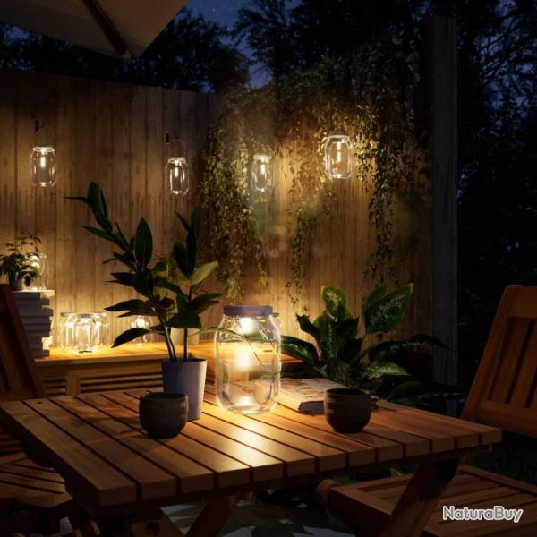 Lampe solaire en verre d'extrieur 12 pcs blanc chaud alsavelo