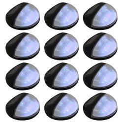 Lampe solaire murale à LED d'extérieur 12 pcs Rond Noir alsavelo