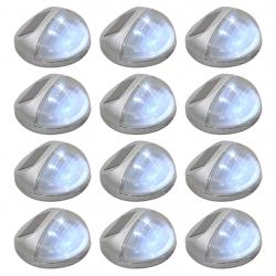 Lampe solaire murale à LED d'extérieur 12 pcs Rond Argenté alsavelo