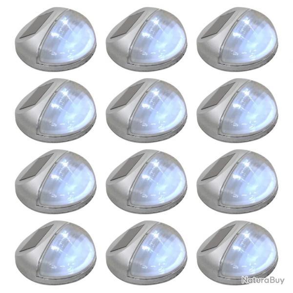 Lampe solaire murale  LED d'extrieur 12 pcs Rond Argent alsavelo