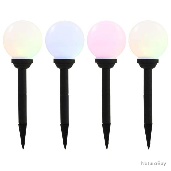 Lampe solaire sphrique LED de jardin 4 pcs 15 cm RVB alsavelo