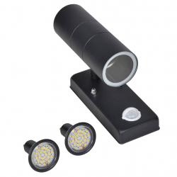 Lampe murale à LED avec capteur Inox Forme cylindrique Noir alsavelo