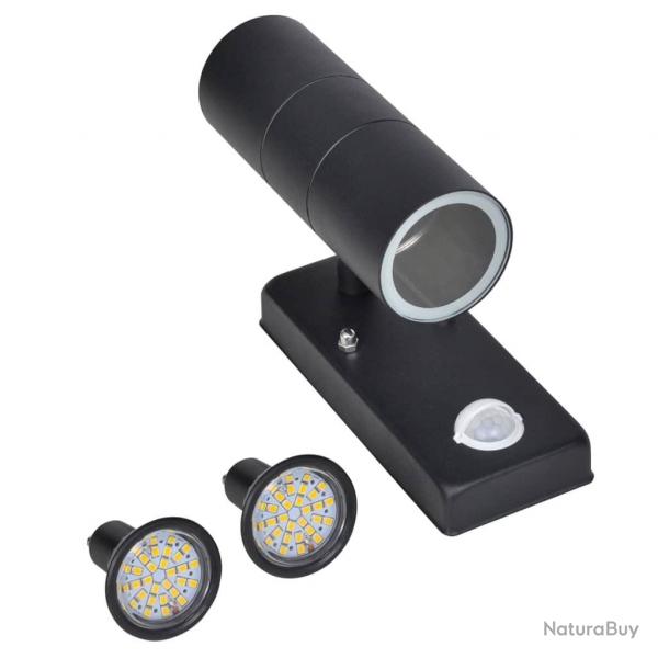 Lampe murale  LED avec capteur Inox Forme cylindrique Noir alsavelo