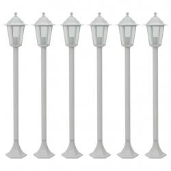 Lampe de jardin à piquet 6 pcs E27 110 cm Aluminium Blanc alsavelo