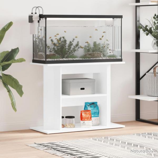 Support d'aquarium blanc brillant 80x35x60 cm bois d'ingnierie alsavelo