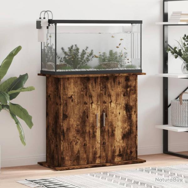 Support pour aquarium chne fum 81x36x73 cm bois d'ingnierie alsavelo