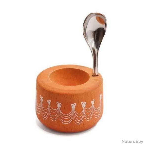 Coffret coquetier Piou avec cuiller, Couleur orange [Roger Orfvre]