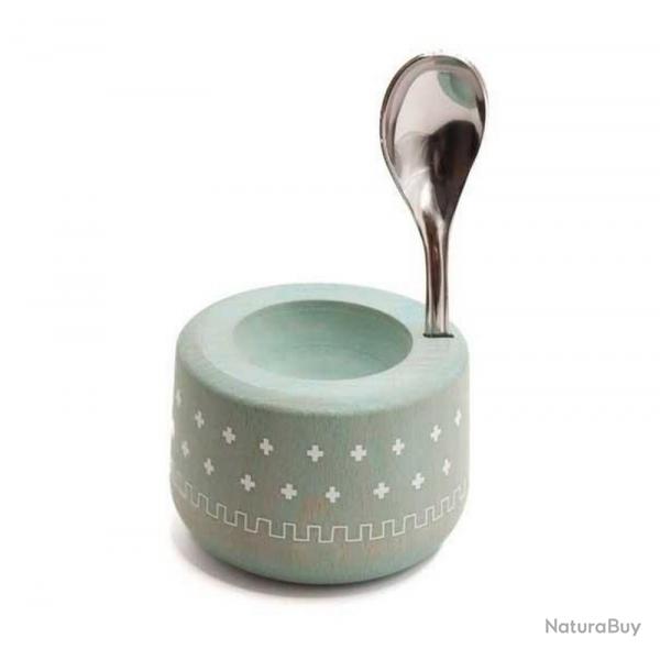 Coffret coquetier Piou avec cuiller, Couleur vert [Roger Orfvre]