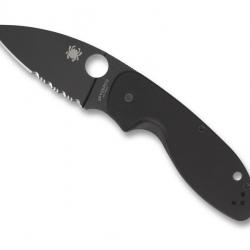 COUTEAU SPYDERCO EFFICIENT LAME NOIRE SEMI-DENTEE