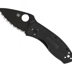 COUTEAU SPYDERCO AMBITIOUS NOIR LAME NOIRE A DENTS