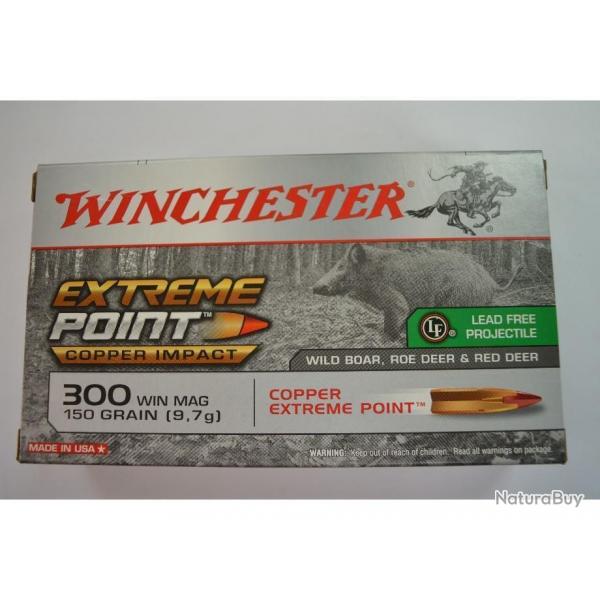 1 BOITE DE 20 BALLES WINCHESTER  CALIBRE 300 WM 150 GR / 9.7 G EXTREME POINT COPPER IMPACT   NEUVE