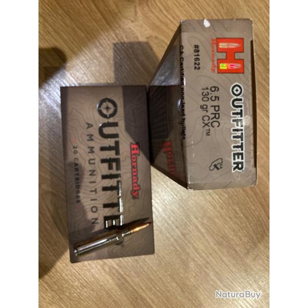 Balles calibre 6.5 PRC Hornady outfitter Cx 130 grains sans plomb