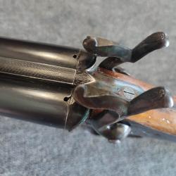 Magnifique fusil type Lefaucheux juxtaposé à broche 16 jaspé en excellent état et canons miroirs