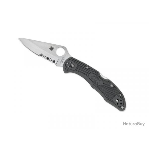 COUTEAU SPYDERCO DELICA 4 VERT SEMI-DENTEE