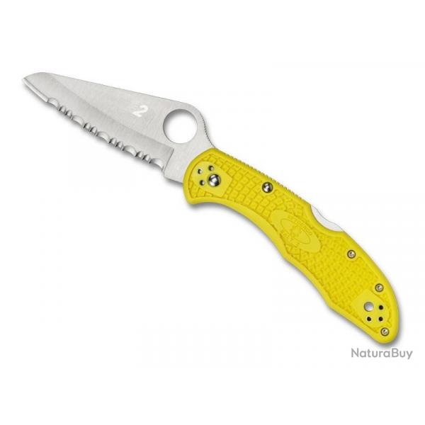 COUTEAU SPYDERCO SALT 2 JAUNE A DENTS