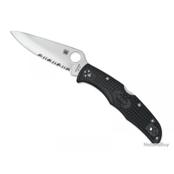 COUTEAU SPYDERCO ENDURA 4 NOIR SEMI-DENTEE