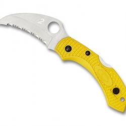 COUTEAU SPYDERCO DRAGONFLY 2 SALT HAWKBILL JAUNE A DENTS