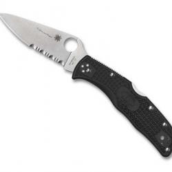 COUTEAU SPYDERCO ENDELA THIN BLUE LINE NOIR SEMI-DENTEE