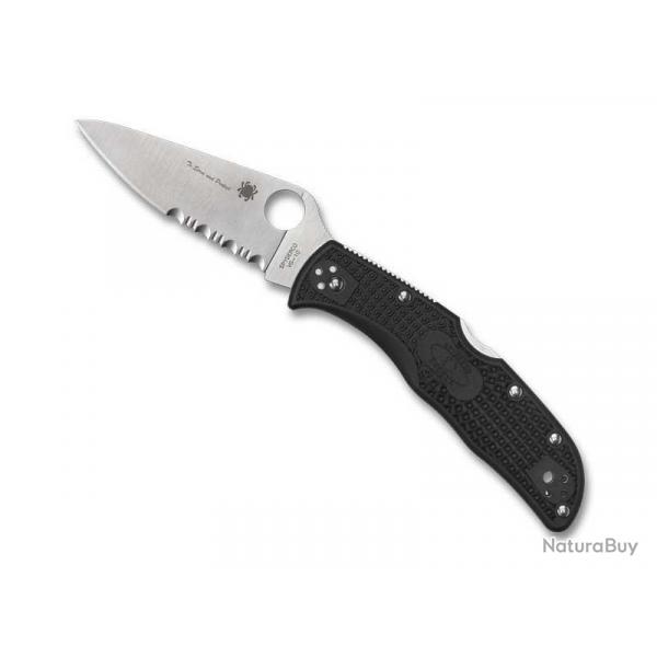 COUTEAU SPYDERCO ENDELA THIN BLUE LINE NOIR SEMI-DENTEE