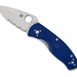 COUTEAU SPYDERCO PERSISTENCE BLEU SEMI-DENTEE