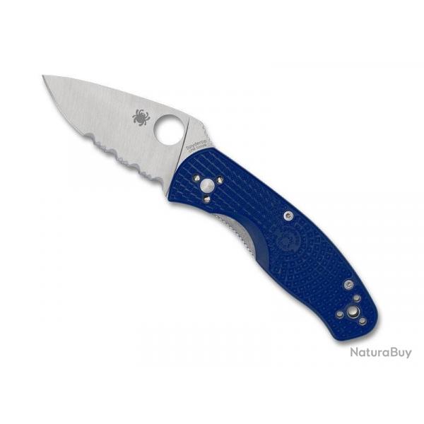 COUTEAU SPYDERCO PERSISTENCE BLEU SEMI-DENTEE