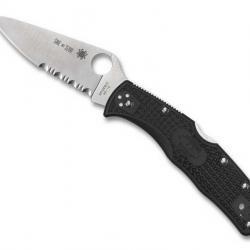 COUTEAU SPYDERCO ENDELA THIN RED LINE NOIR SEMI-DENTEE