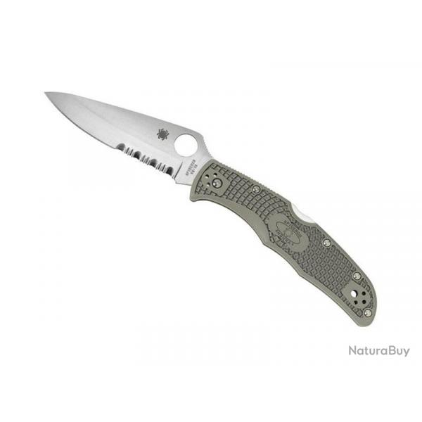 COUTEAU SPYDERCO ENDURA 4 VERT SEMI-DENTEE