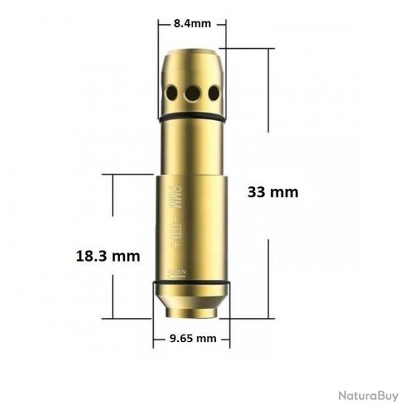 Cartouche laser de rglage,de manipulation et de tir d'entrainement pour arme 9 mm