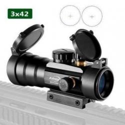 Red dot avec zoom 3X42 point rouge et vert pour rail de 11 et 22 mm