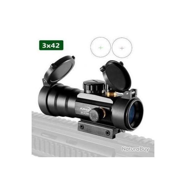 Red dot avec zoom 3X42 point rouge et vert pour rail de 11 et 22 mm