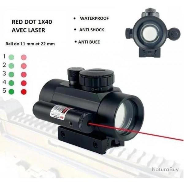 Red Dot Laser 1X40 pour rail de 11 et 22 mm