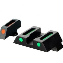 Hausse et guidon en fibre optique pour glock (hausse vert et guidon rouge)