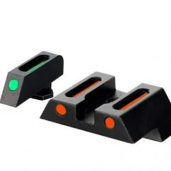 Hausse et guidon en fibre optique pour glock (hausse rouge et guidon vert)