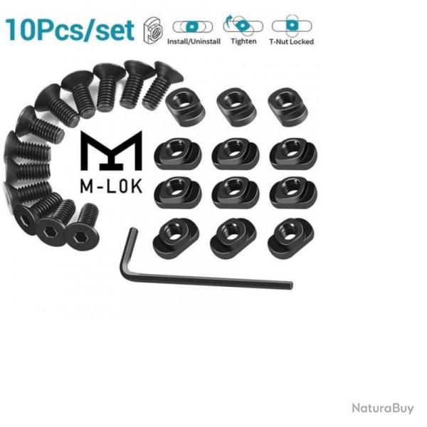 Kit 10 vis et crous M-lok avec cl allen