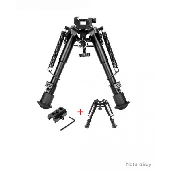 Bipied Métal pour rail picatinny et grenadière avec adaptateur pour rail picatinny
