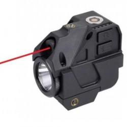 Lampe Laser Rouge et led 500 Lumens Strobo rail picatinny pour arme de poing