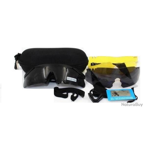 Lunette de protection avec 4 verres interchangeables dont un polaris