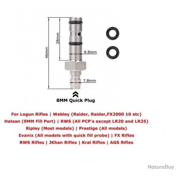 Embout de remplissage PCP pour HATSAN(9mm), EVANIX, FX, KRAL