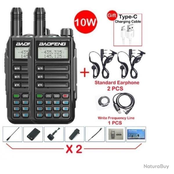 Talkie Walkie (X2) Baofeng UV16 pro max V2, longue porte, puissance 10 Watts