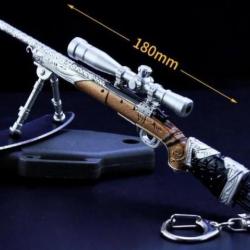 Miniature Sniper M24 porte clef métal 18 cm décor bois