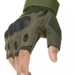 Gants mitaines tactiques coqués kakis taille L